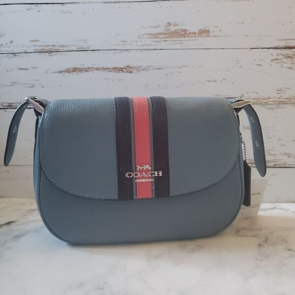 Coach Varsity Stripe Macie Crossbody Saddle Bag - Picture 8 of 12